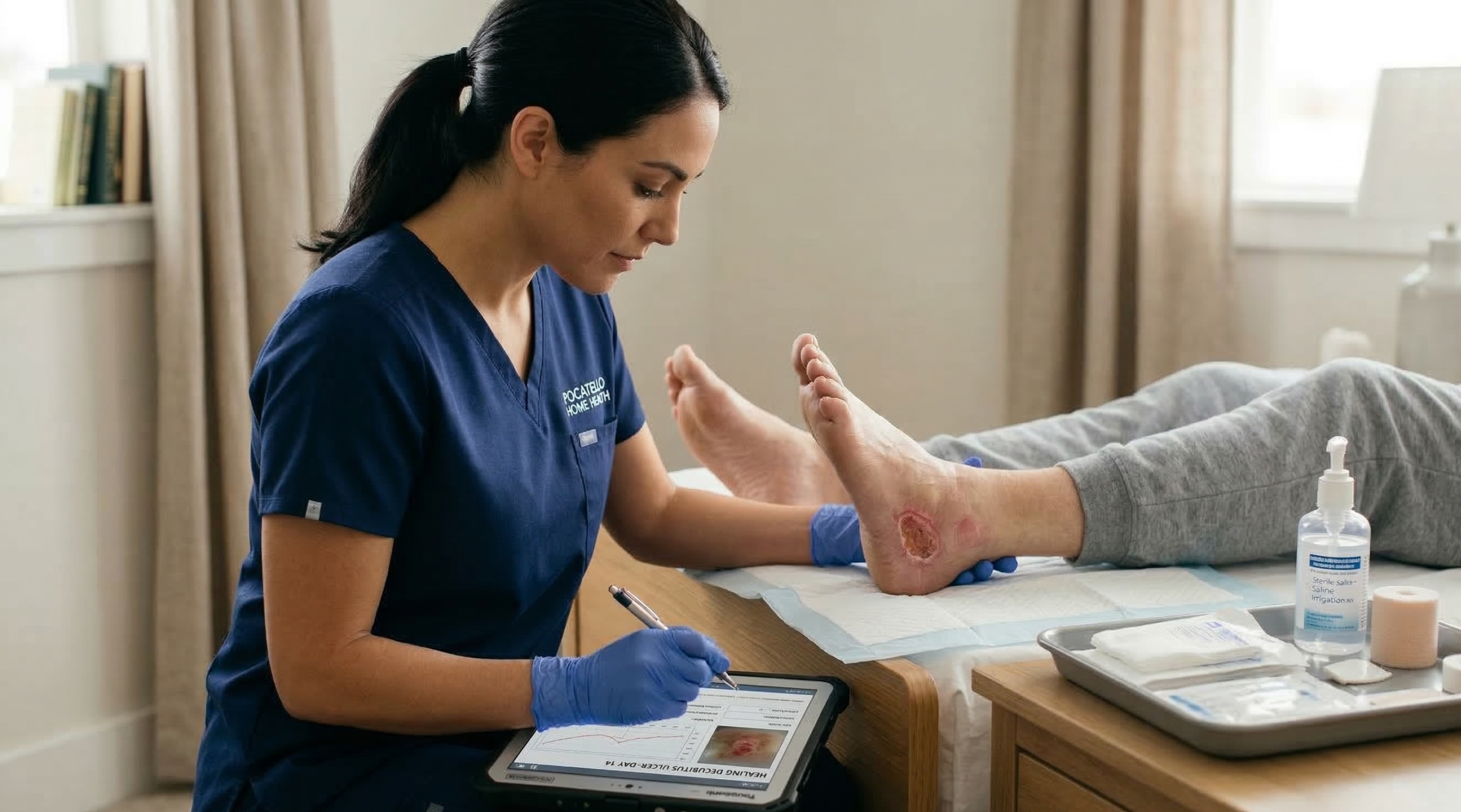 pressure ulcer care at home by skilled nursing wound care professionalhttps
